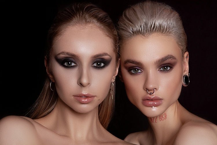 Two models showing different eyeshadow looks for various eye colors