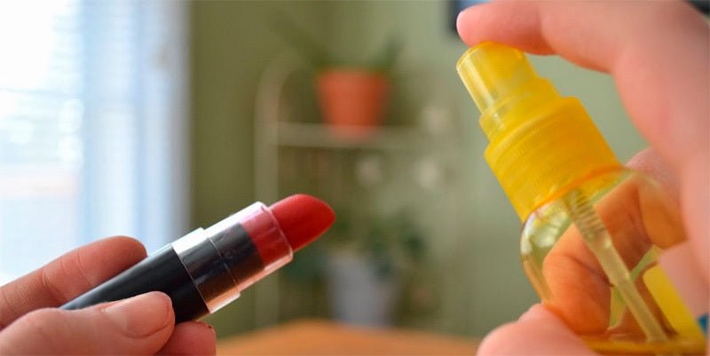 Makeup and health concept with cosmetics placed near skincare or wellness items