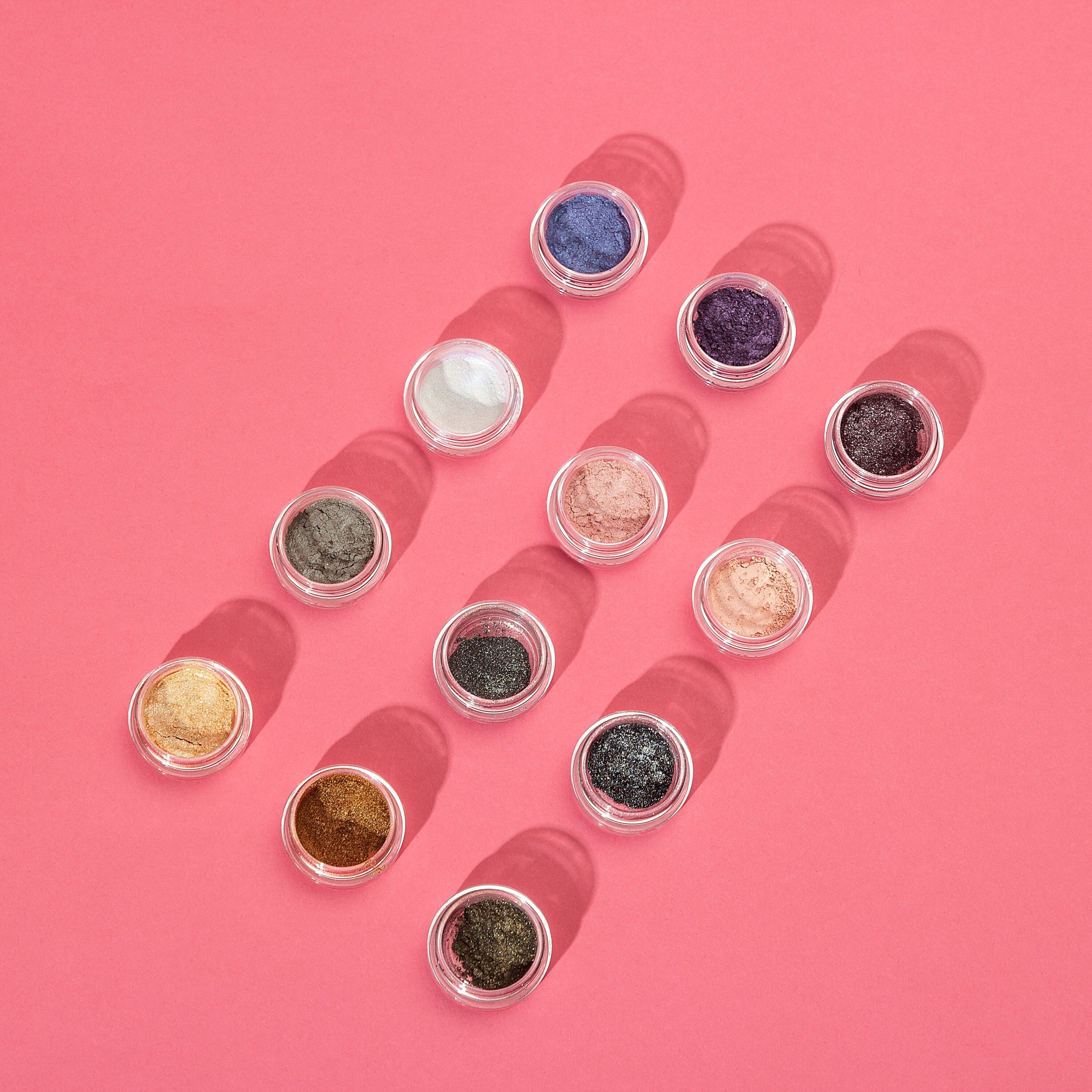 Many eye shadow jars